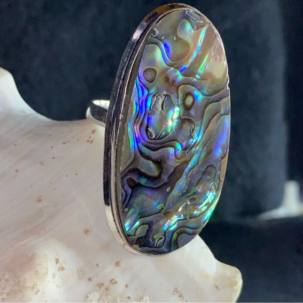 Striking Abalone shell Handcrafted vintage ring